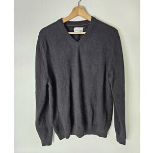 John W Nordstrom Mens Size L Black Cashmere V Neck Sweater Pullover Knit Luxe